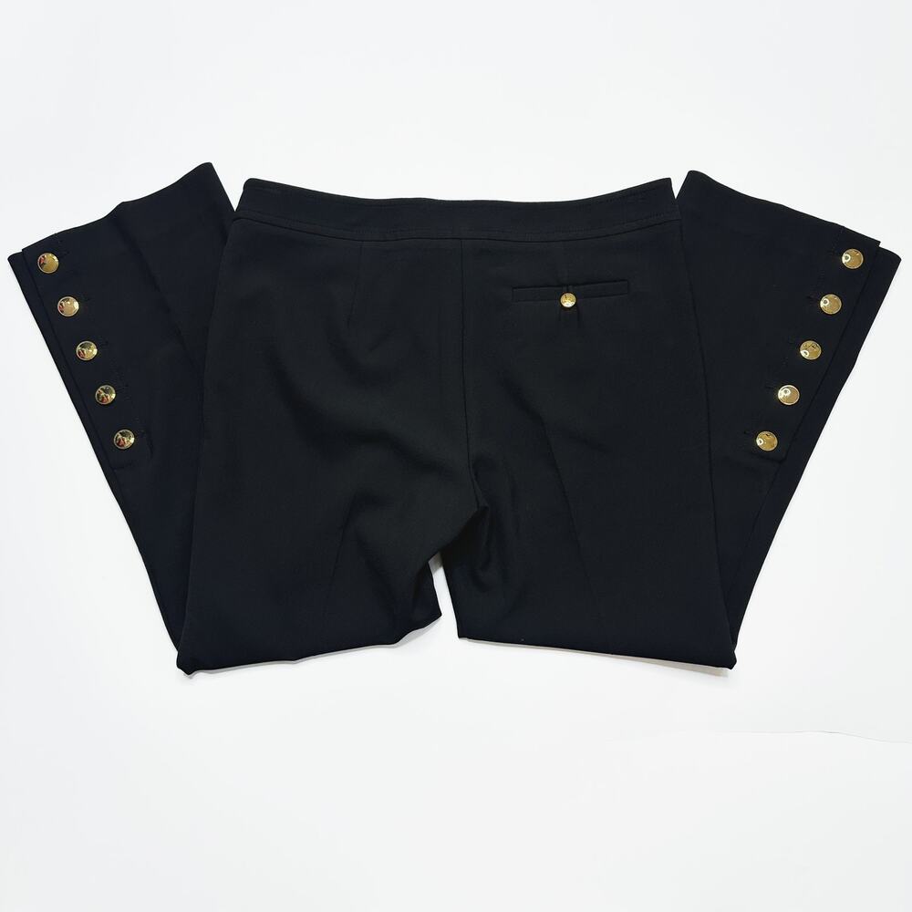Trina Turk Fete High Rise Ponte Knit Gold Button Side Straight Leg Pants Trouser - Picture 9 of 15